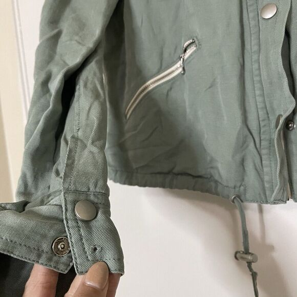 PAIGE army green full zip drawstring jacket size XS - Picture 3 of 7